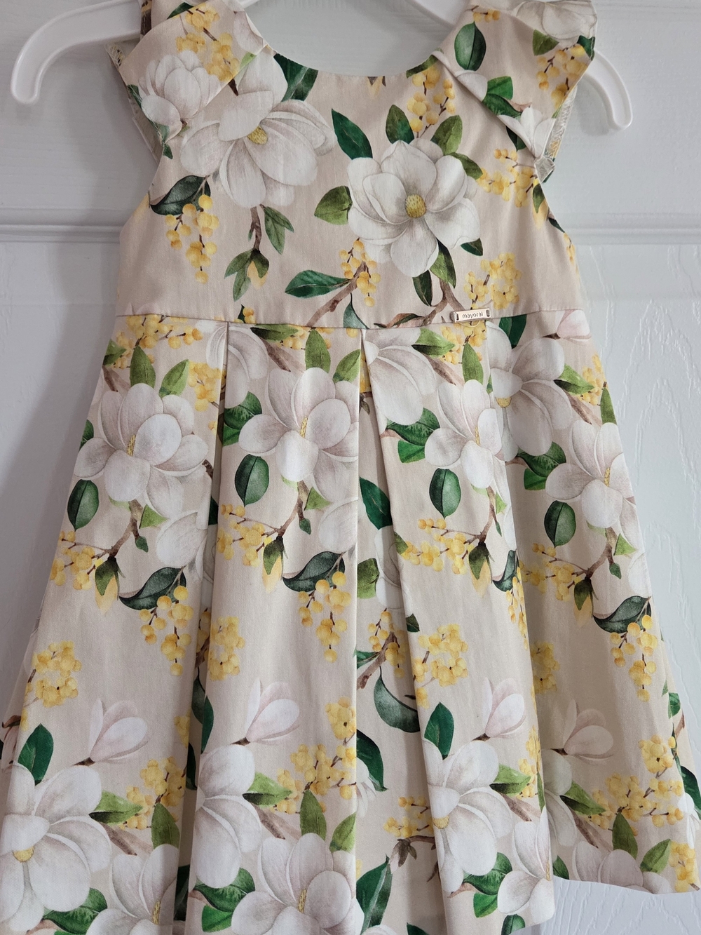 Mayoral Cream Dress with Yellow Floral Print